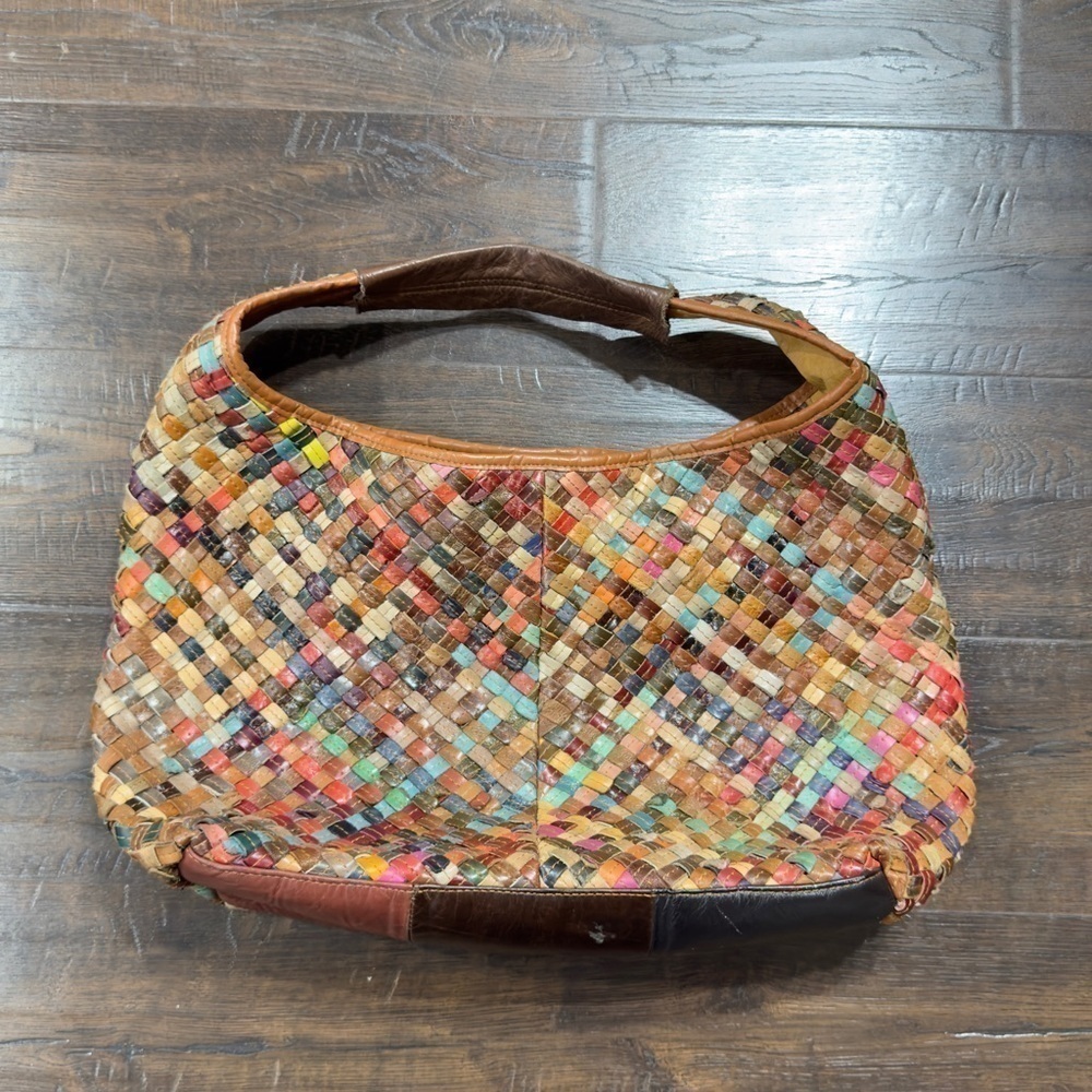 Leather Multicolor Woven Bag - image 1